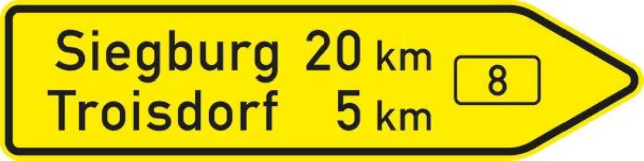 Verkehrszeichen 415-20 Pfeilwegweiser auf Bundesstraßen, rechtsweisend - 350x1250x2mm RA2