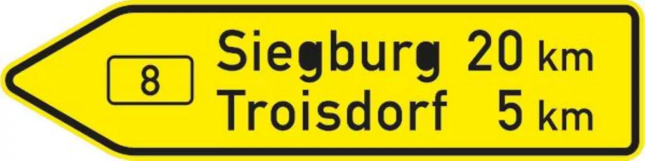Verkehrszeichen 415-10 Pfeilwegweiser auf Bundesstraßen, linksweisend - 350x1250mm RA2 Alform