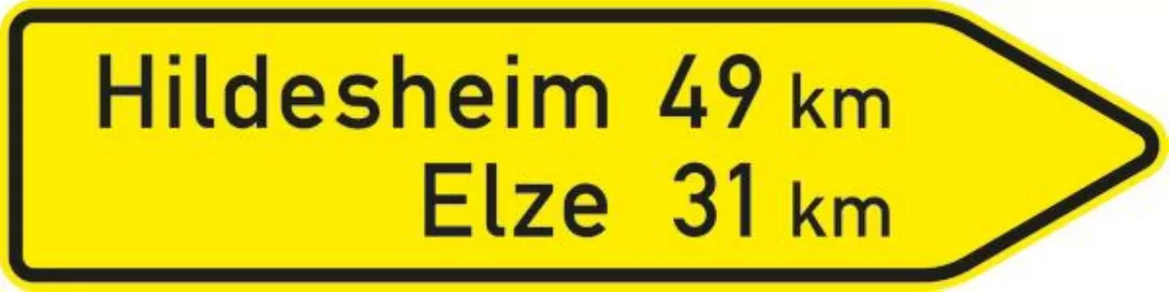 Verkehrszeichen 418-20 Pfeilwegweiser auf sonstigen Straßen, rechtsweisend - 350x1250x2mm RA2