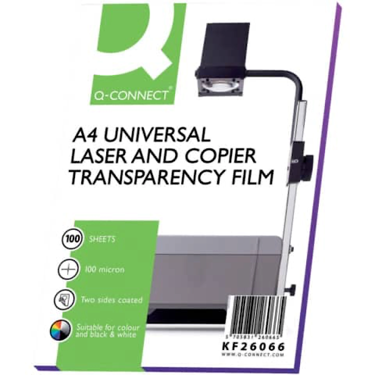 Bedruckbare Transparente Kopierfolie, DIN A4- Format, Q-CONNECT KF26066