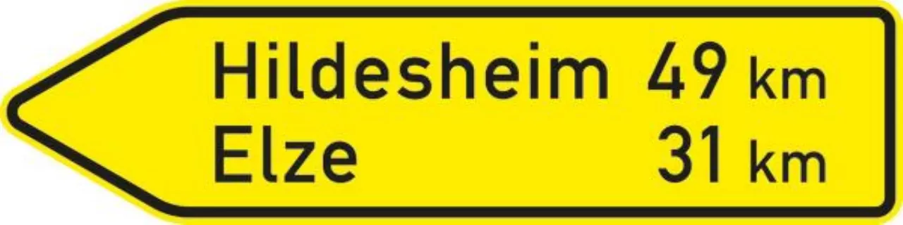 Verkehrszeichen 418-10 Pfeilwegweiser auf sonstigen Straßen, linksweisend - 350x1250x2mm RA2