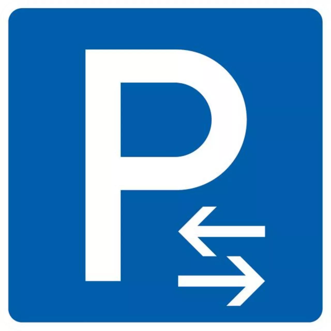 Verkehrszeichen 314-30 Parken Mitte (Aufstellung rechts oder links) - 600x600 2 mm RA2