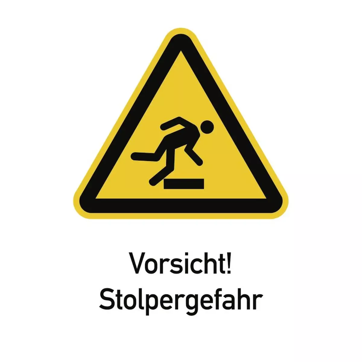 Vorsicht! Stolpergefahr ISO 7010, Kombischild, Alu, 262x371 mm
