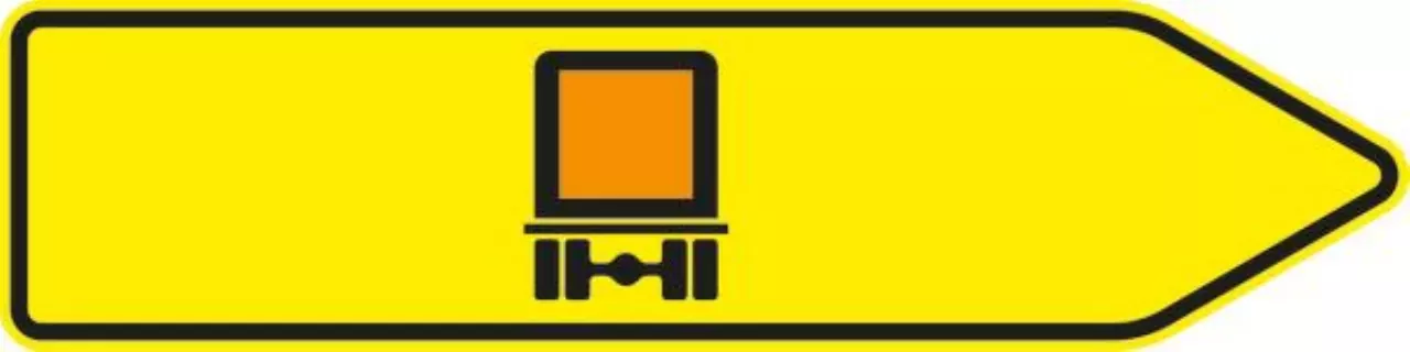 Verkehrszeichen 421-21 Pfeilwegweiser für kennzeichnungspflichtige Fahrzeuge mit gefährlichen Gütern, rechtsweisend - 350x1250x2mm RA2