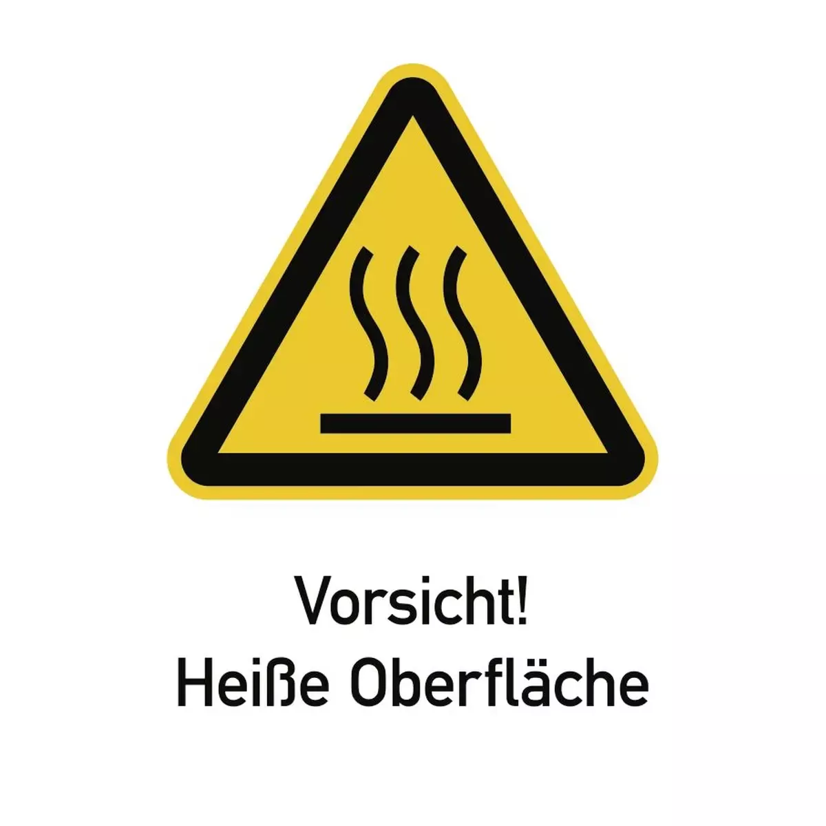 Vorsicht! Heiße Oberfläche ISO 7010, Kombischild, Alu, 210x297 mm
