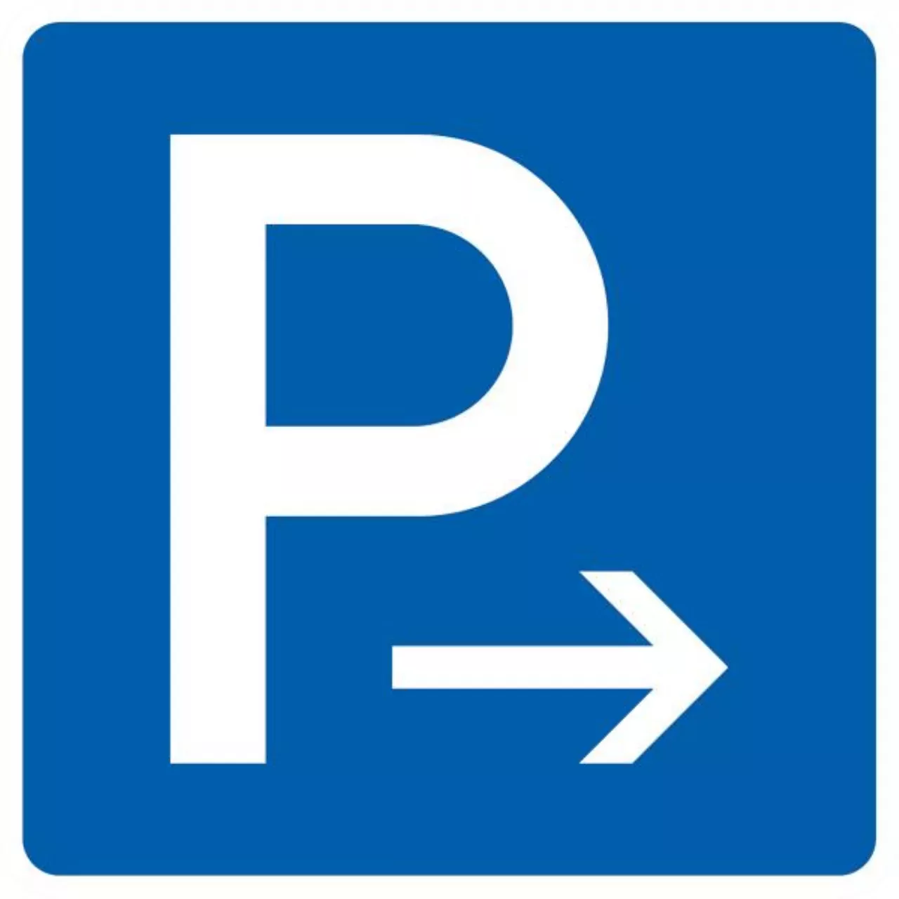 Verkehrszeichen 314-20 Parken Ende (Aufstellung rechts) Parken Anfang (Aufstellung links) - 600x600 2 mm RA2