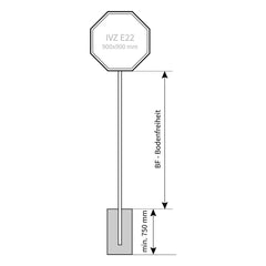 Rohrrahmen Achteck für Schildmaß: 900 x 900 mm IVZ E22