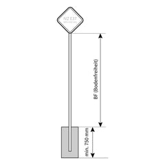 Rohrrahmen Raute Quadrat für Schildmaß: 420 x 420 mm IVZ E36