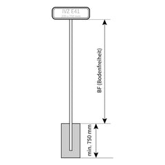 Rohrrahmen Rechteck für Schildmaß: 200 x 750, Standrohr ø 60 mm IVZ E41