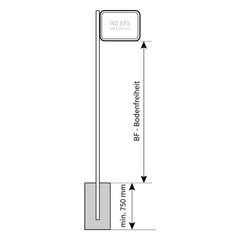 Rohrrahmen Rechteck Standrohr ø 60,3/2,0 mm für Schildmaß: 420 x 630 IVZ EF5