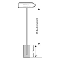 Rohrrahmen Wegweiser Standrohr ø 60,3/2,0 mm, 250 x 1000 mm IVZ E811