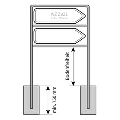 Rohrrahmen Wegweiser 2-beinig, Standrohr ø 48,3/2,0 mm Schildmaß 2 x 333 x 1250 mm, 2- IVZ Z921