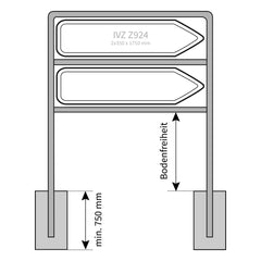 Rohrrahmen Wegweiser 2-beinig, Standrohr ø 60,3/2,0 mm Schildmaß 2 x 350 x 1750 mm, 2- IVZ Z924