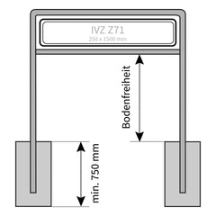 Rohrrahmen Wegweiser 2-beinig, Standrohr ø 48,3/2,0 mm Schildmaß 250 x 1500 mm IVZ Z71