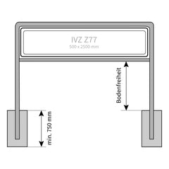 Rohrrahmen Wegweiser 2-beinig, Standrohr ø 60,3/2,0 mm Schildmaß 500 x 2500 mm IVZ Z77