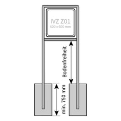 Rohrrahmen Wegweiser 2-beinig, Standrohr ø 48,3/2,0 mm Schildmaß 600 x 600 mm IVZ Z01