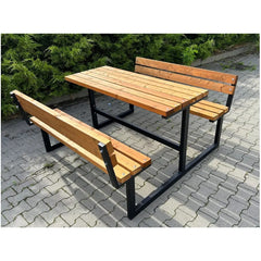 Picknicktisch Senior II 125 cm, mit Rückenlehne, palisander, Gestell schwarz RAL 9005