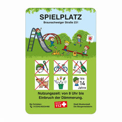 Spiel- und Sportanlagenschilder, Spielplatz, bunt, 630 x 420 mm, 2 mm Lackfolie