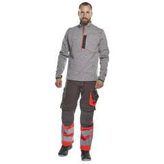 Warnschutz-Bundhose Leeds, Farbe dunkelanth./HiVis rot, Gr. 82C44