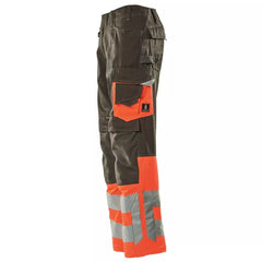 Warnschutz-Bundhose Leeds, Farbe dunkelanth./HiVis rot, Gr. 82C46