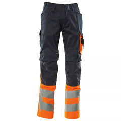 Warnschutz-Bundhose Leeds, Farbe schwarzbl./HiVis orange, Gr. 82C44