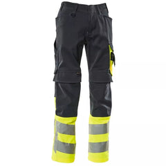 Warnschutz-Bundhose Leeds, Farbe schwarzblau/HiVis gelb, Gr. 82C44