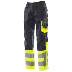 Warnschutz-Bundhose Leeds, Farbe schwarzblau/HiVis gelb, Gr. 82C46