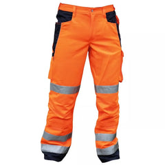 Warnschutz-Bundhose zweifarbig, Farbe warnorange/marine, Gr. 42