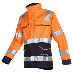 Warnschutz-Jacke m. Störlicht. Larrau, Farbe leuchtorange/marine, Gr. 44