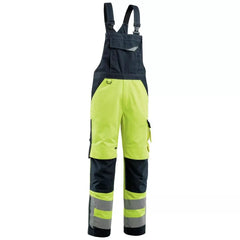 Warnschutz-Latzhose Newcastle, Farbe HiVis gelb/schwarzblau, Gr. 82C44