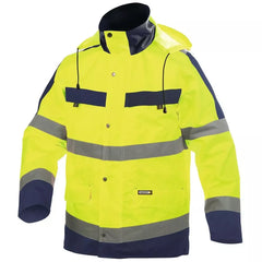 Warnschutz Regen-Parka Atlantis, Farbe neongelb/dunkelblau, Gr. 2XL