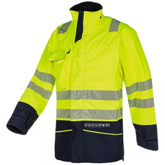 Warnschutz-Regenjacke m. Störl. Torvik, Farbe leuchtgelb/marine, Gr. 2XL