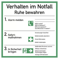 Verhalten im Notfall ISO 7010, Folie, transparent, 180x180 mm