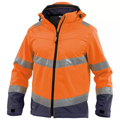 Warnschutz-Softshell-Jacke Malaga, Farbe neonorange/dunkelblau, Gr. 2XL