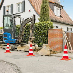 Morion-Leitkegel-EU, 500 mm, rot-orange, einteilig, Kegel aus PVC, vollflächig rot-weiß reflektierend, Typ B, Gewichtsklasse II, nach TL-Leitkegel und DIN EN 13422 BASt geprüft: V4 20/2013