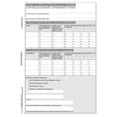 Anlage zum Antrag auf Gewährung von Sozialhilfe zur Ermittlung von Aufenthalts- und Erwerbszeiten im Ausland, A4, 25 Stück