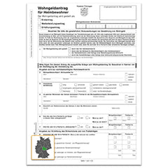 Antrag auf Gewährung von Wohngeld für Heimbewohner Thüringen, A4 4-seitig, weiß, 25 Stück