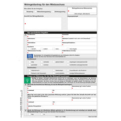 Antrag auf Wohngeld - Mietzuschuss, A4 12-seitig, weiß, 1000 Stück