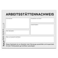 Arbeitsstättennachweis A6 zum Parkausweis Handwerker, 10 Block