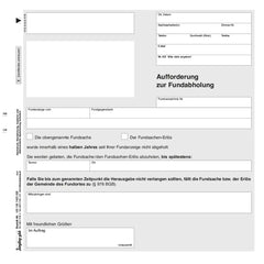 Aufforderung Fundabholung an Finder, 2/3 DIN A4, 2-fach SD, 25 Satz