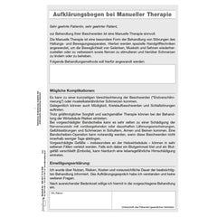 Aufklärungsbogen Manuelle Therapie, A 5, 2-fach, SD, 10 Satz