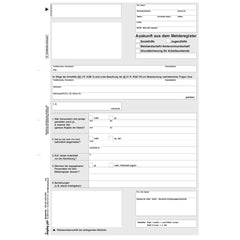 Auskunft Melderegister mit Rückantwort, A4 2-fach, 100 Satz