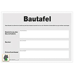 Bautafel, A4 Karton, 100 Stück