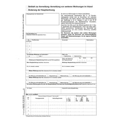 Beiblatt zur Anmeldung (mehrere Wohnungen) und Änderung Hauptwohnung, A4, 2-fach SD, 10 Satz