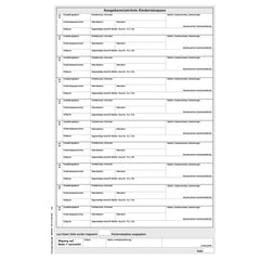 Bestands- und Ausgabeverzeichnis Kinderreisepass - Einlagebogen, A4, 4-seitig, 25 Stück