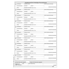 Bestands- und Ausgabeverzeichnis Vorläufiger Personalausweis - Einlagebogen, A4, 4-seitig, 25 Stück