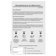 Einführungsblatt Wohngeldantrag Mietzuschuss, A4, 100 Stück