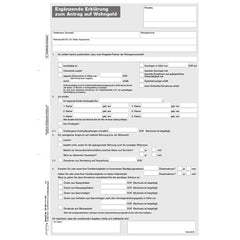 Ergänzende Erklärung zum Antrag auf Wohngeld, A4, 25 Stück