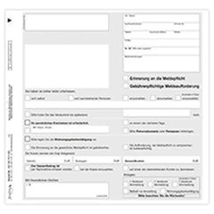 Erinnerung an die Meldepflicht, Gebührenpflichtige Meldeaufforderung, 2/3 A4, 2-fach SD, 25 Satz