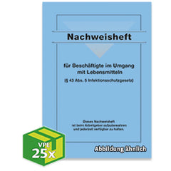 Nachweisheft gem. § 43 Infektionsschutzgesetz, 4/16-seitig, VKE 25 Stück, 1 VKE